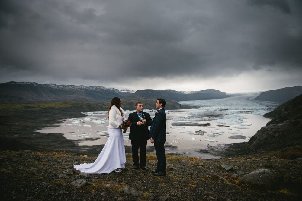 Iceland elopement example - ceremony on a glacier