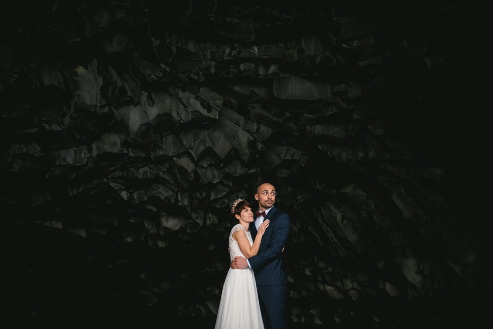 Iceland elopement example - couple photos on Reynisfjara