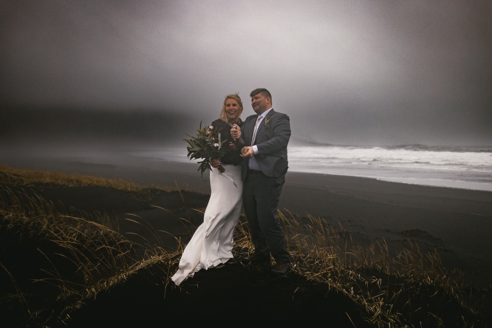 Iceland elopement example - champagne popping after the ceremony
