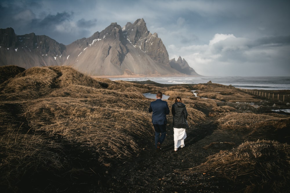 Iceland elopement example - ceremony on Stoksness