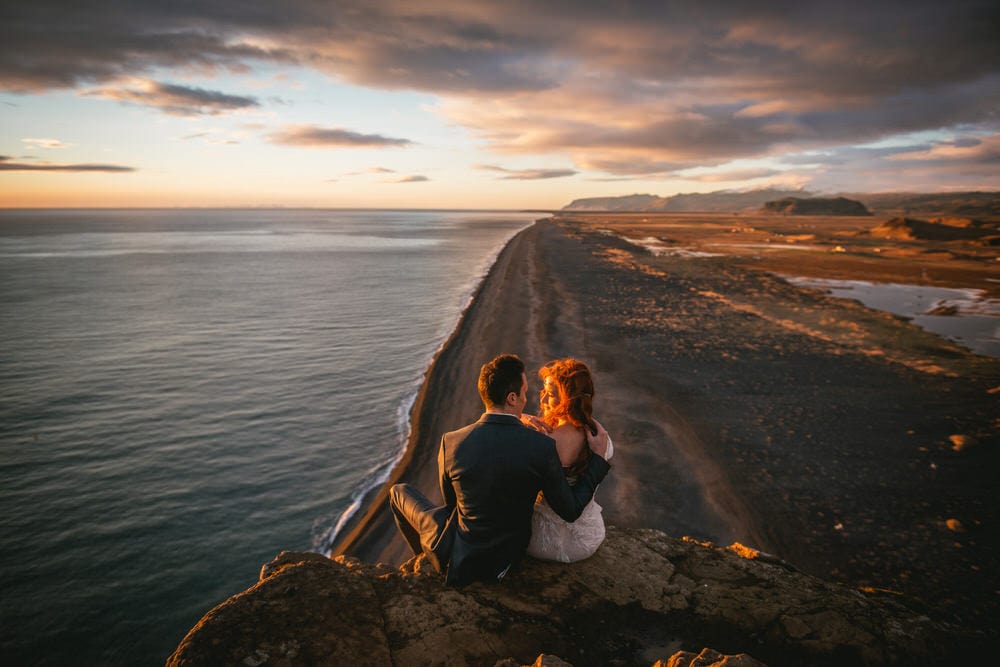 Iceland elopement example - couple photos in Dyrholaey
