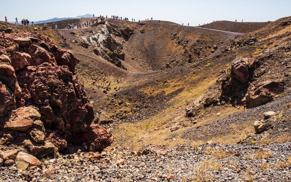What to do on your Santorini elopement - hike on a volcano