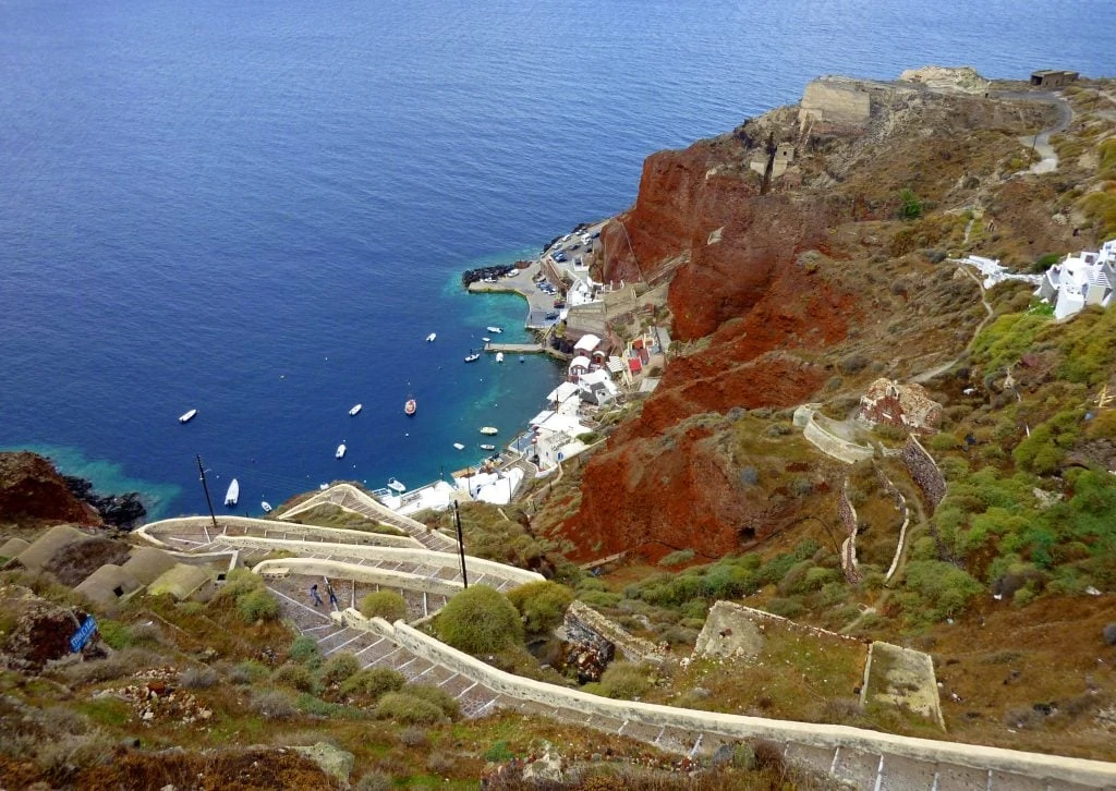 Where to elope in Santorini - Amoudi Bay