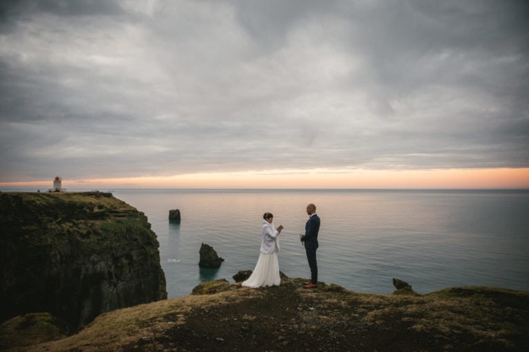 An elopement on a cliff in Iceland, followed by a day-long road-trip on the south coast