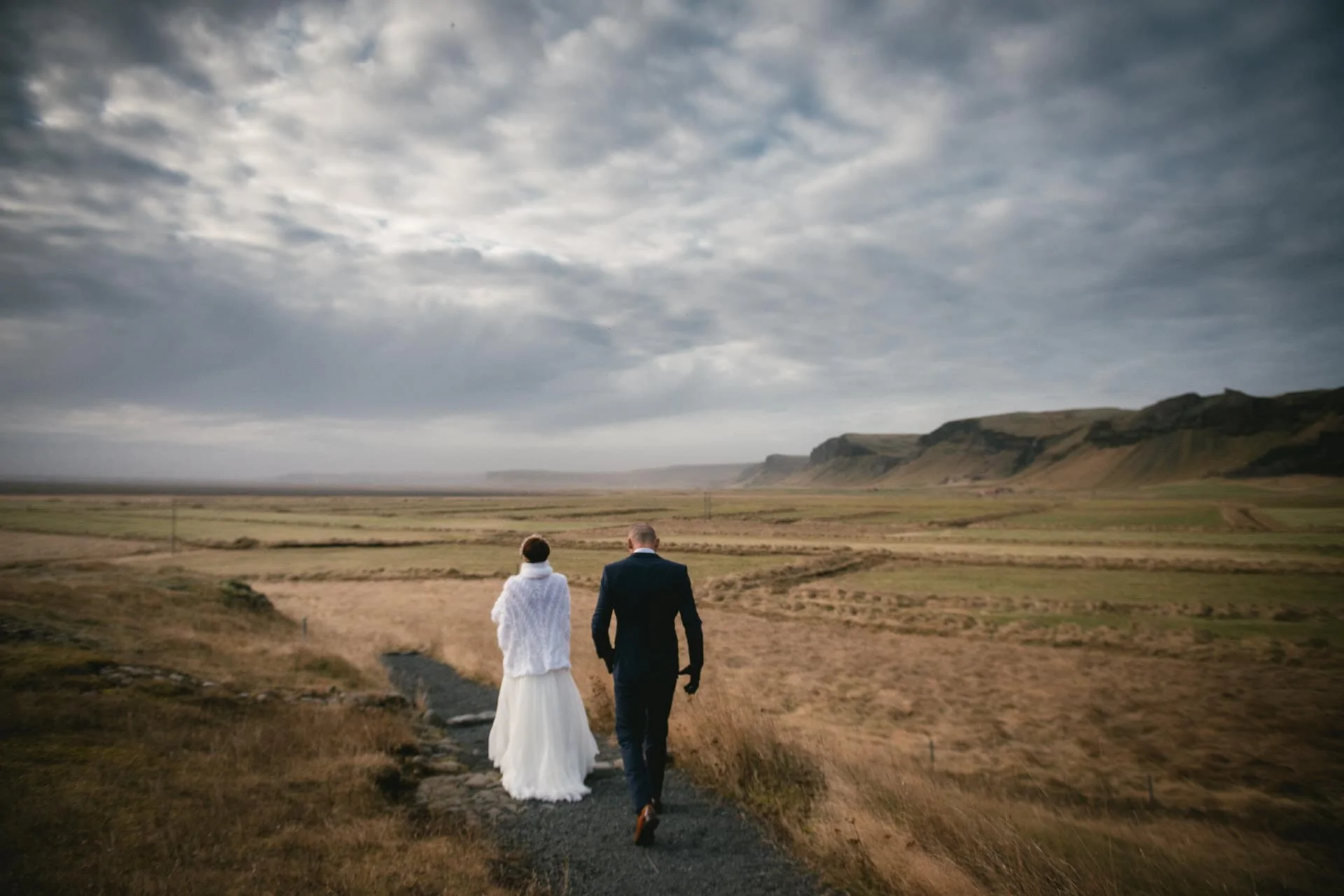Iceland elopement by a waterfall