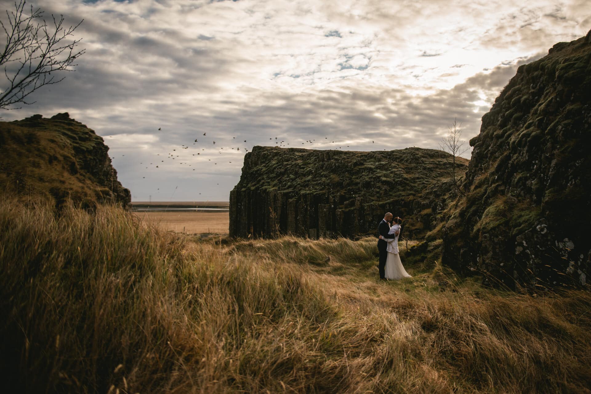 Iceland elopement by a waterfall
