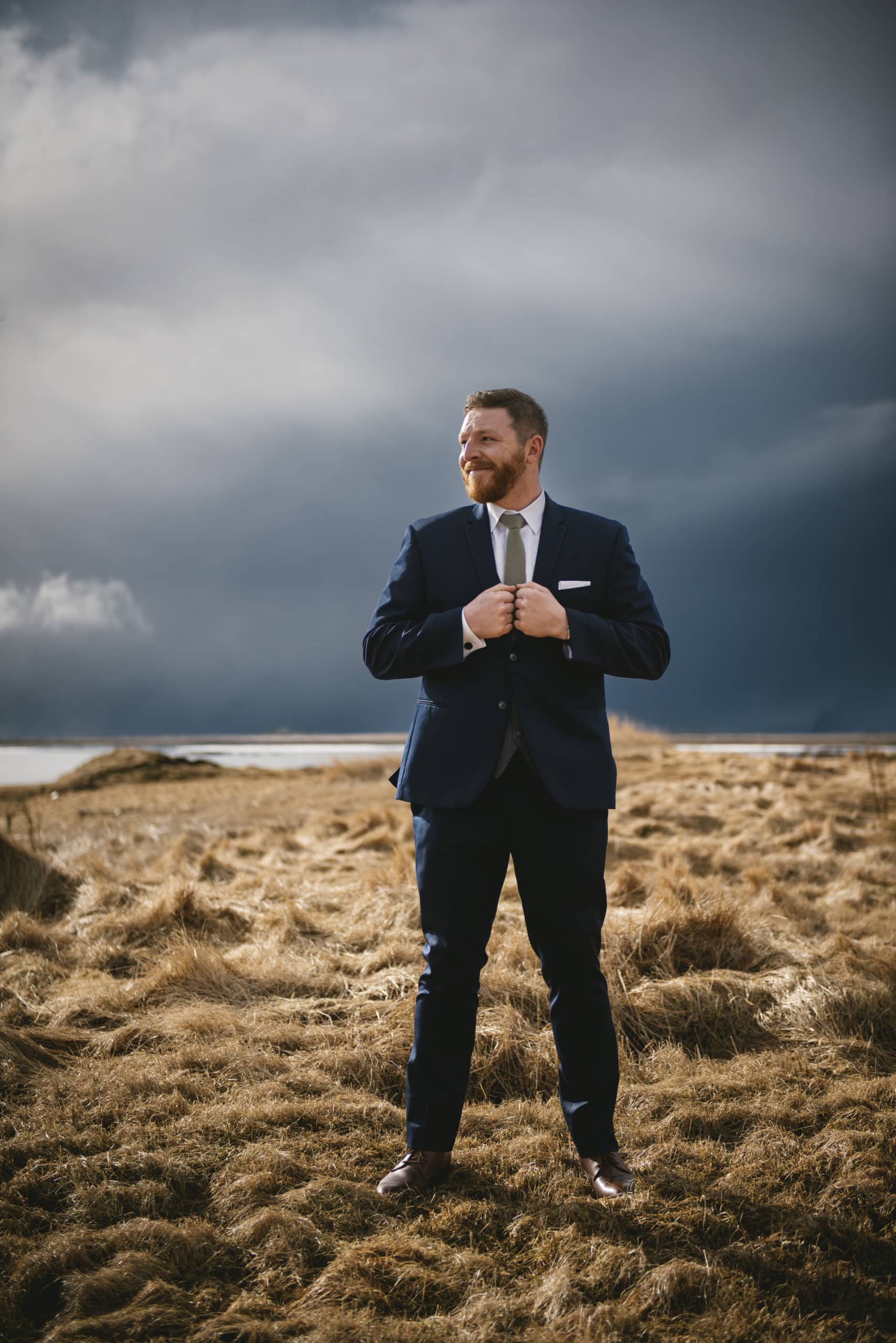 Groom portrait Iceland elopement