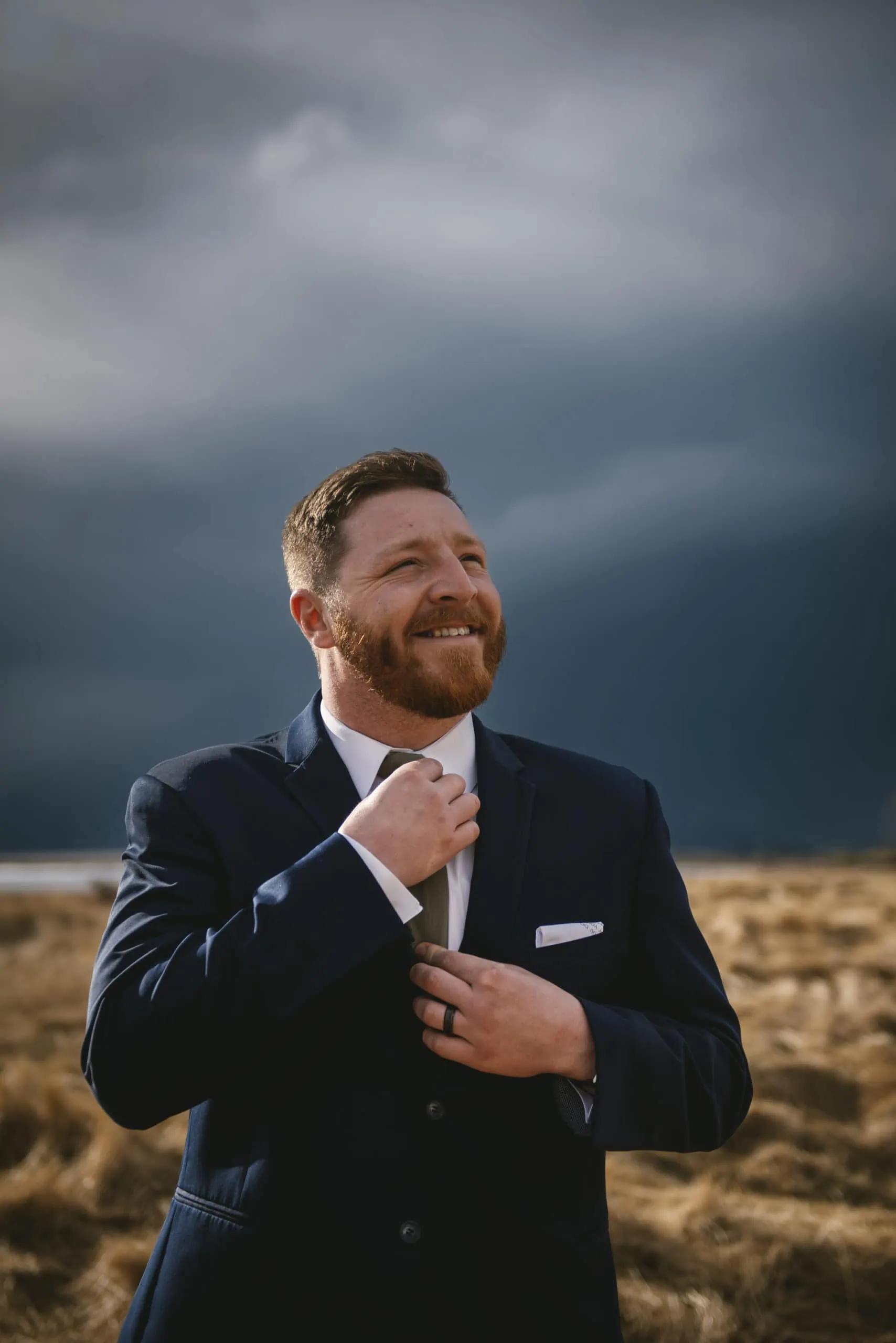 Groom portrait Iceland elopement