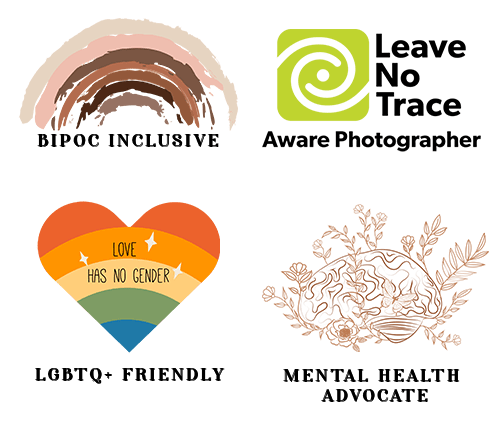 Zephyr & Luna is a Leave No Trace Aware photographer, BIPOC inclusive, LGBTQ+ frienly and mental health advocate photographer
