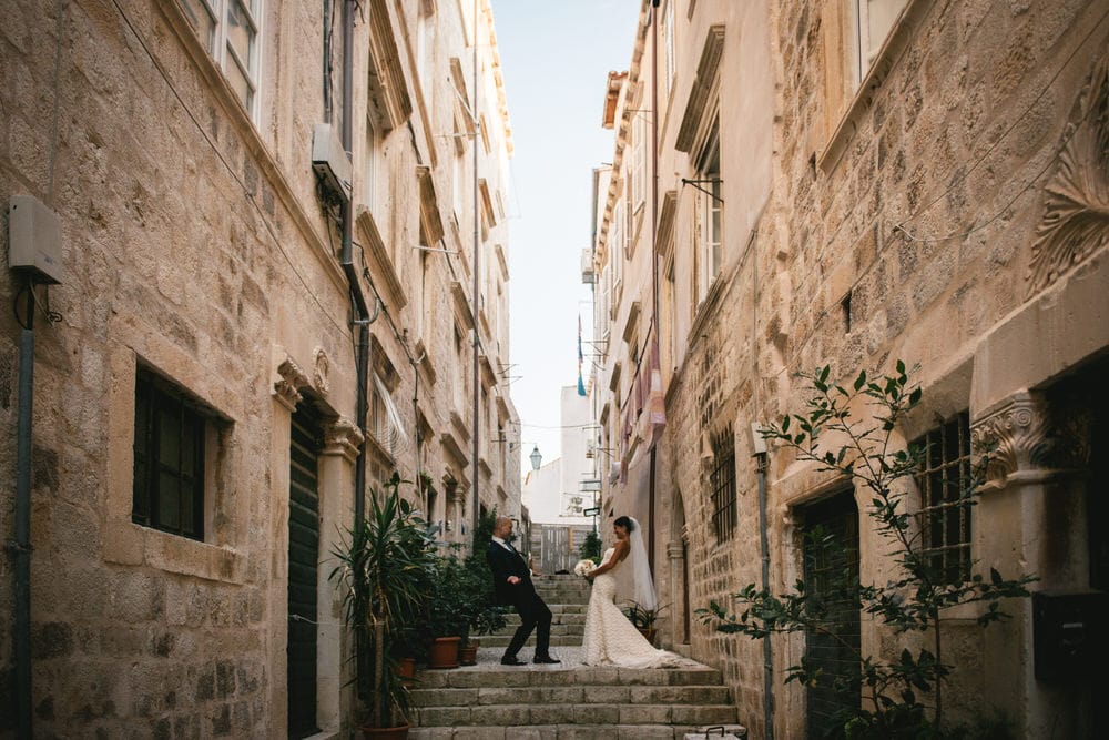 Croatia elopement example - in the streets of Dubrovnik