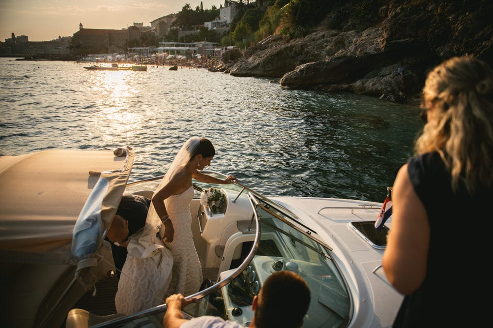 Croatia elopement example - boat ride