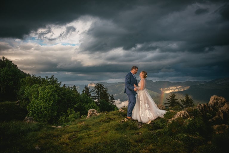 A rainy forest elopement in the French Alps