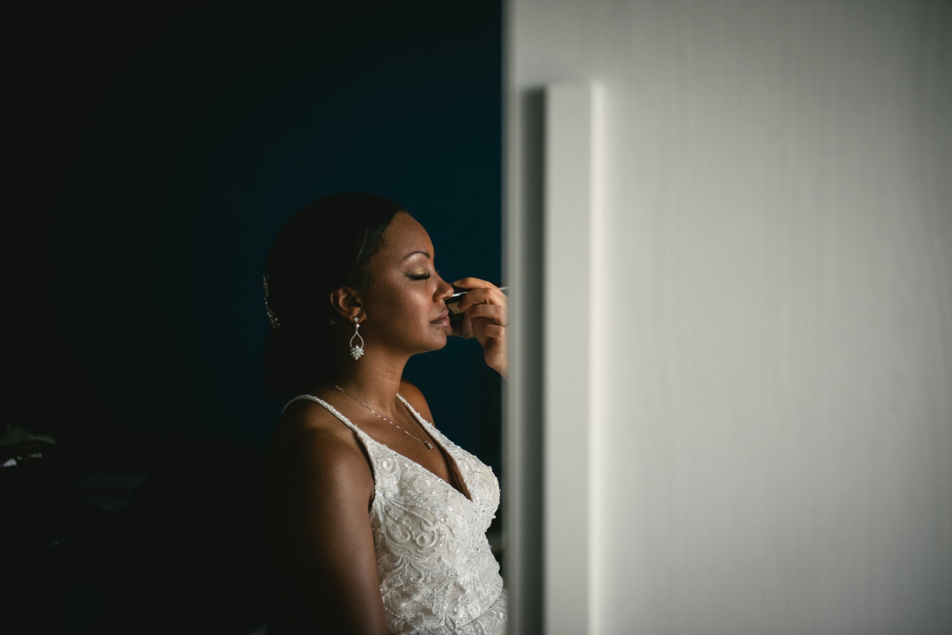 Bride getting ready before her elopement on the Amalfi Coast