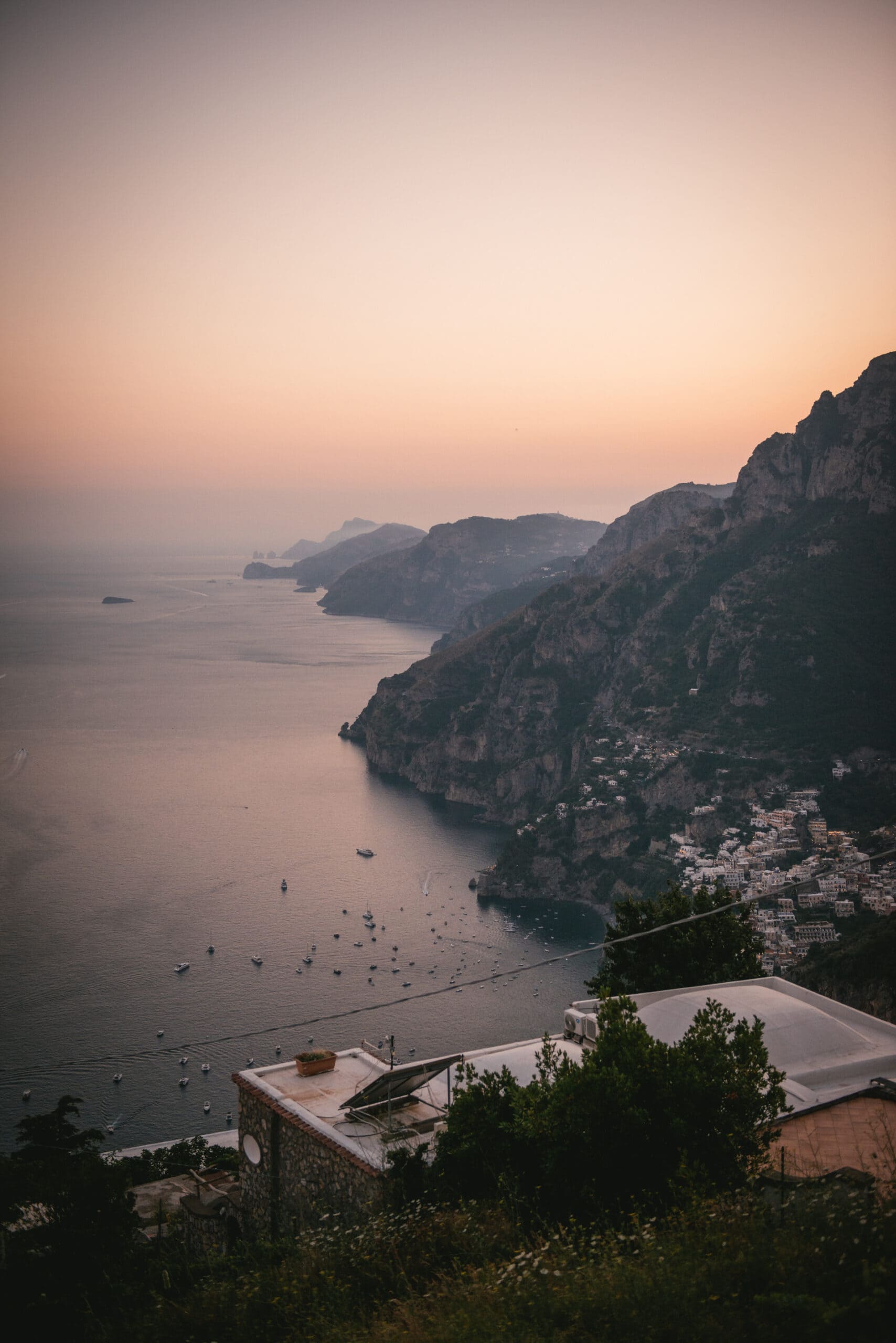 Positano after sunset from Nocelle