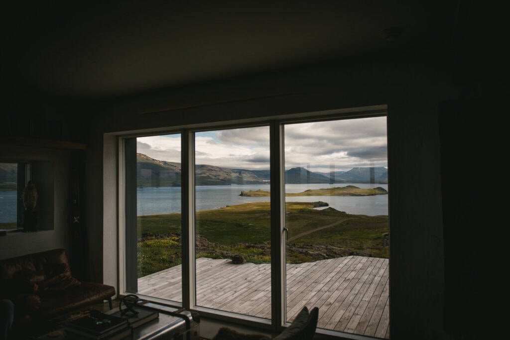 View from the window at a cottage in Iceland