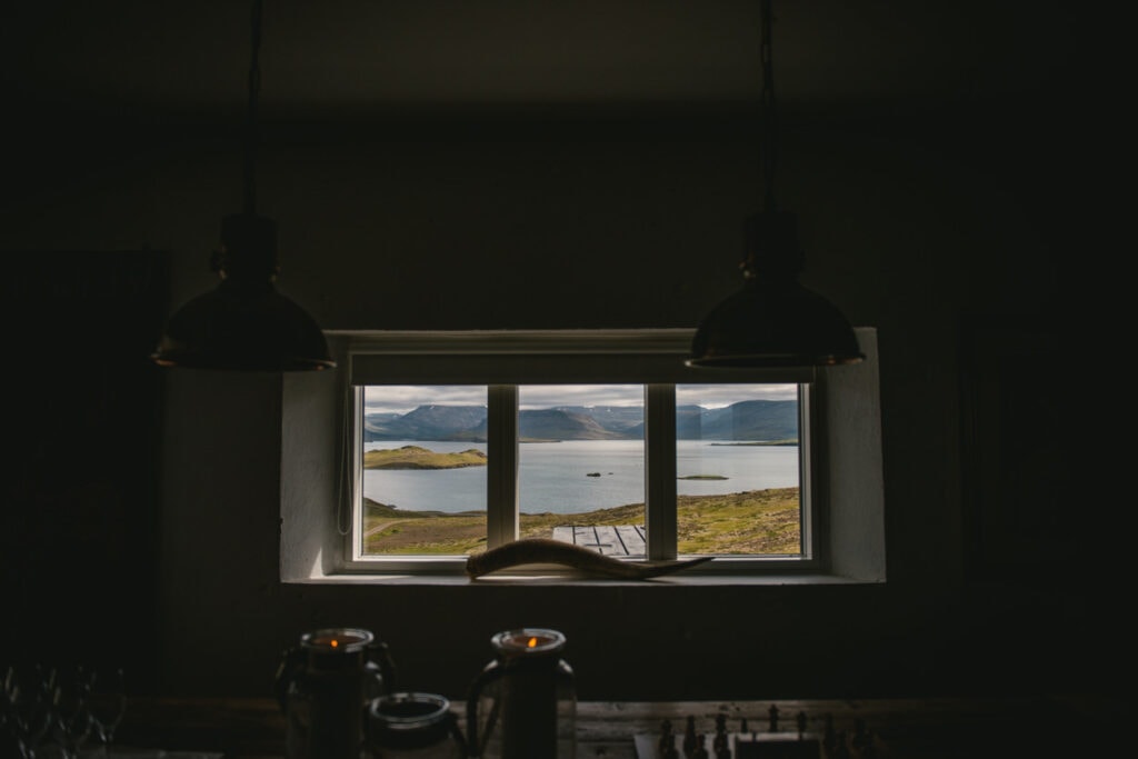 View on the bay from the window of the elopement cottage
