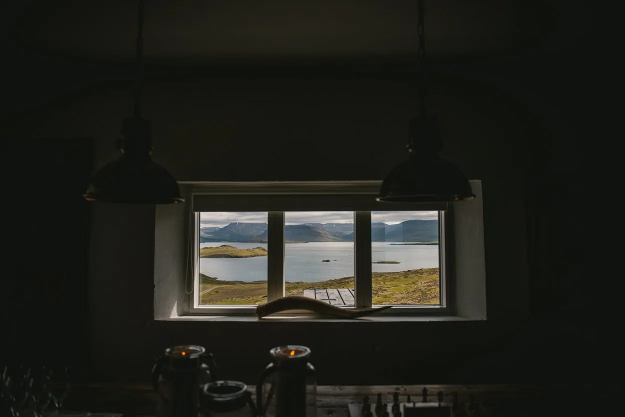 View on the bay from the window of the elopement cottage