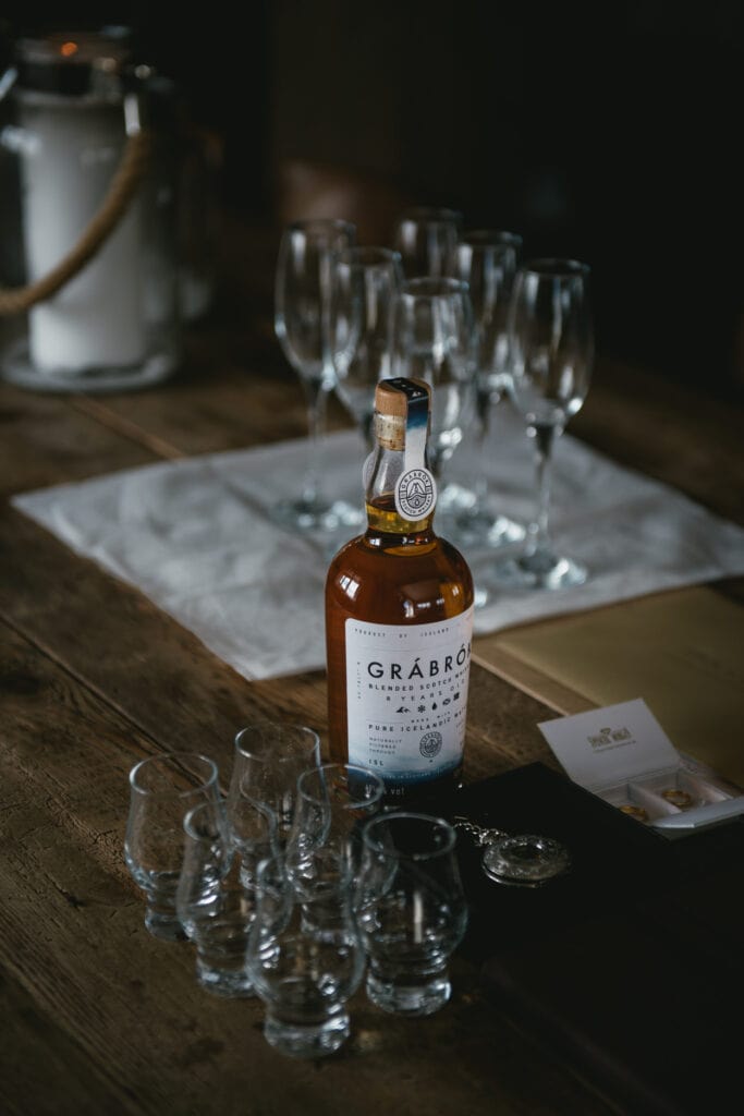 Bottle of whisky ready to toast after the elopement ceremony