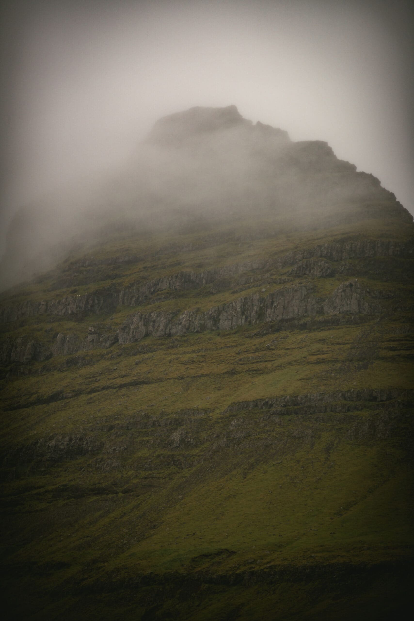 Detail of the Kirkjufell mountain in the rain on an elopement day