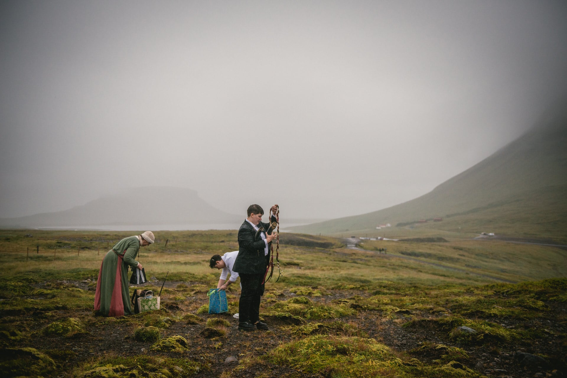 Preparation of a Pagan elopement ceremony in Iceland