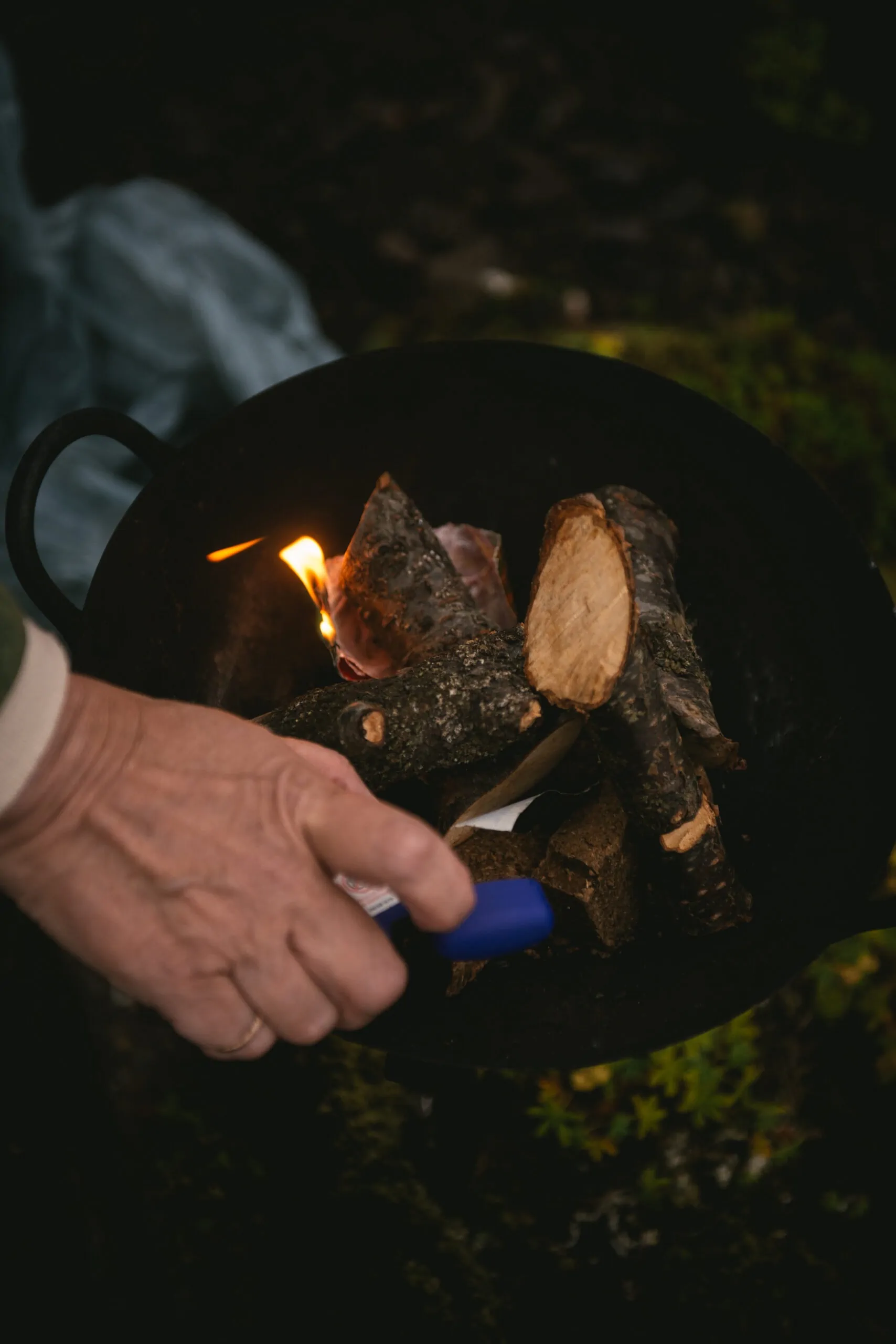 Fires being lit before a Pagan wedding ceremony in Iceland