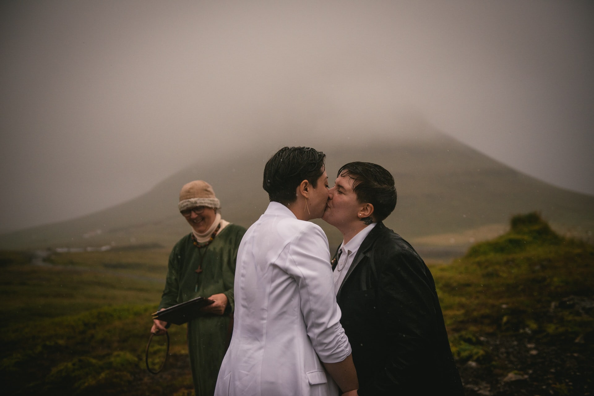 Last kiss after a Pagan wedding ceremony in Iceland