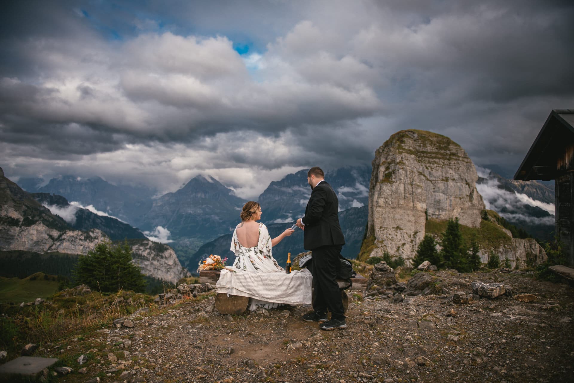 Couple celebrating their elopement in Switzerland