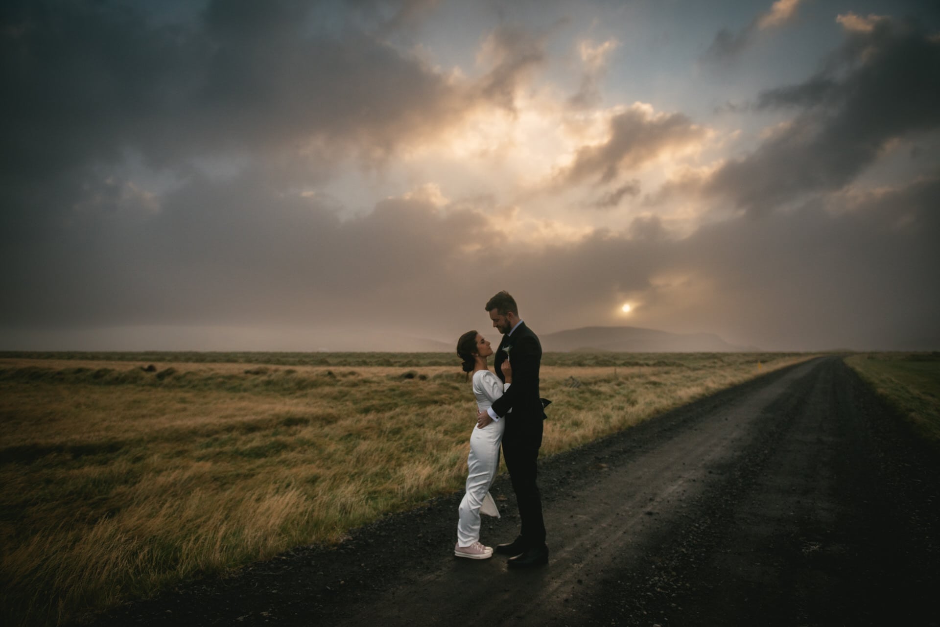 Couple kissing on their elopement day in Iceland