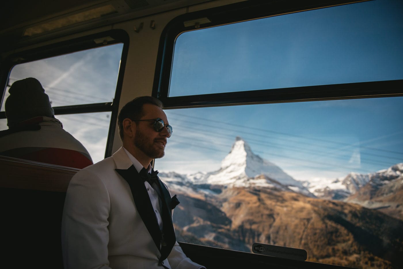 Couple looking at each other in the Gornergratbahn