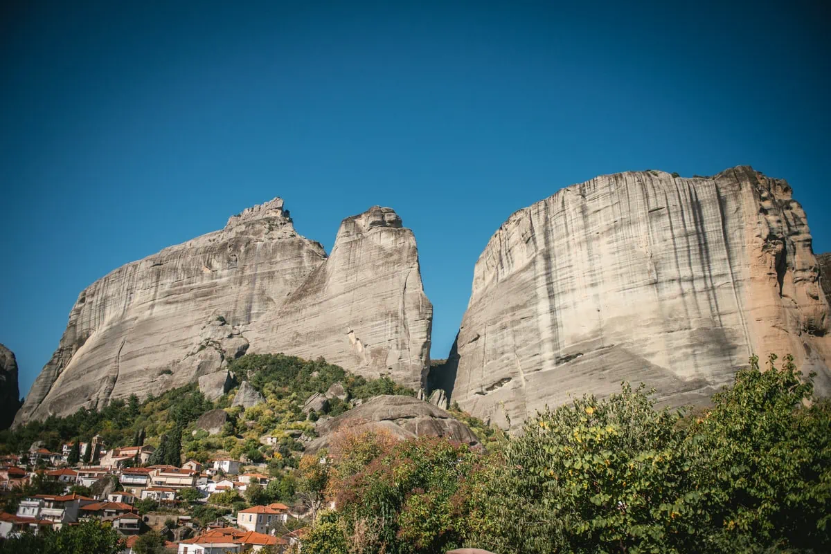 The Meteora viewed from Kalambaka on an elopement day
