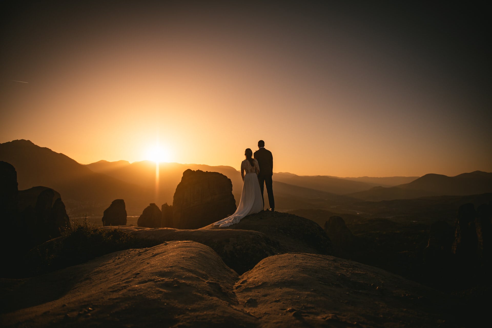 Couple on their Meteora wedding elopement