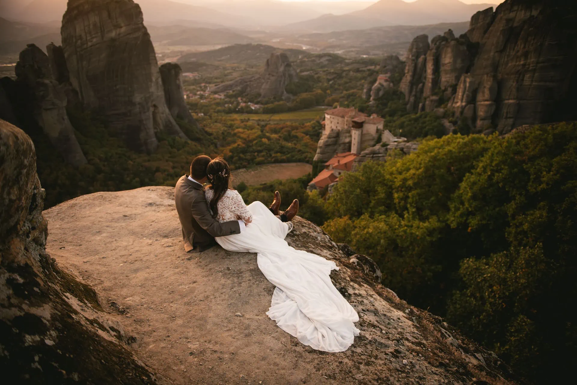 Couple on their Meteora wedding elopement