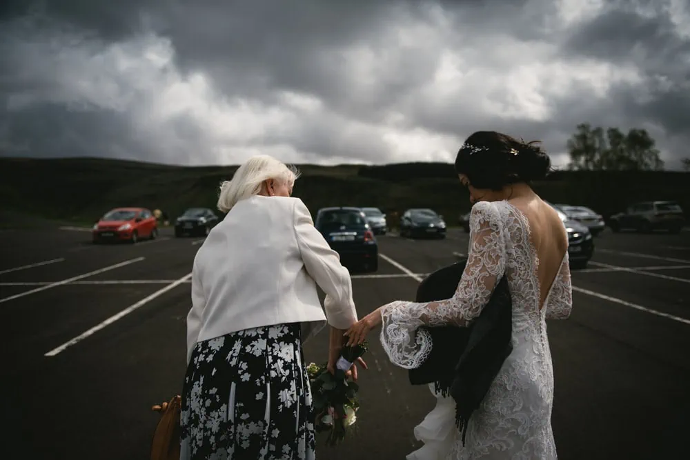 Couple enjoying a lunch on their elopement day in Northern Ireland