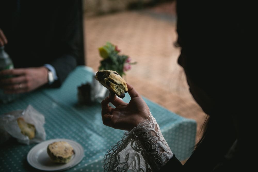 Couple enjoying a lunch on their elopement day in Northern Ireland