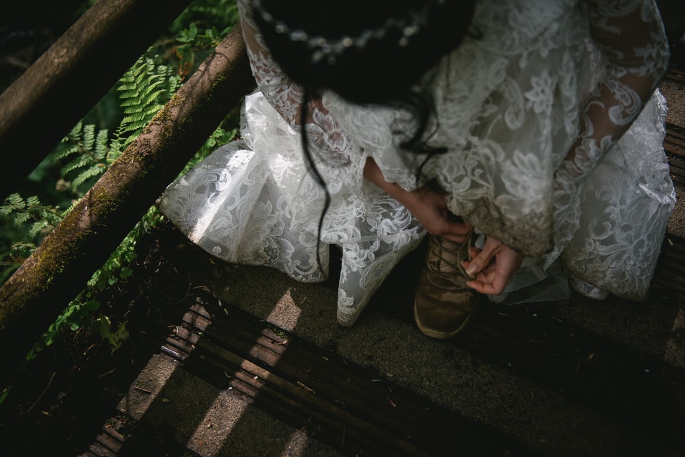 The bride's elegant wedding shoes, perfectly suited for her Northern Ireland elopement adventure.