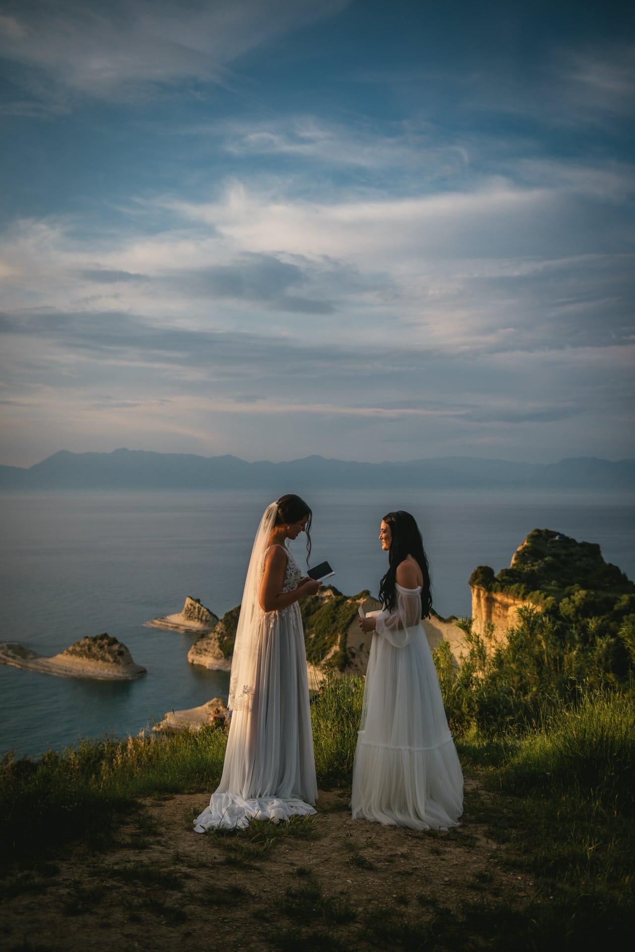 A heartfelt moment during the Corfu elopement ceremony.
