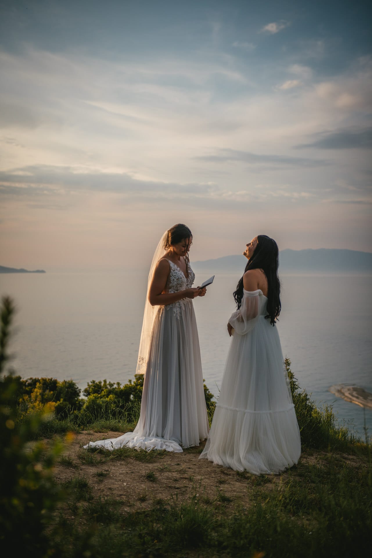 A magical scene of vows being shared at the Corfu elopement ceremony.