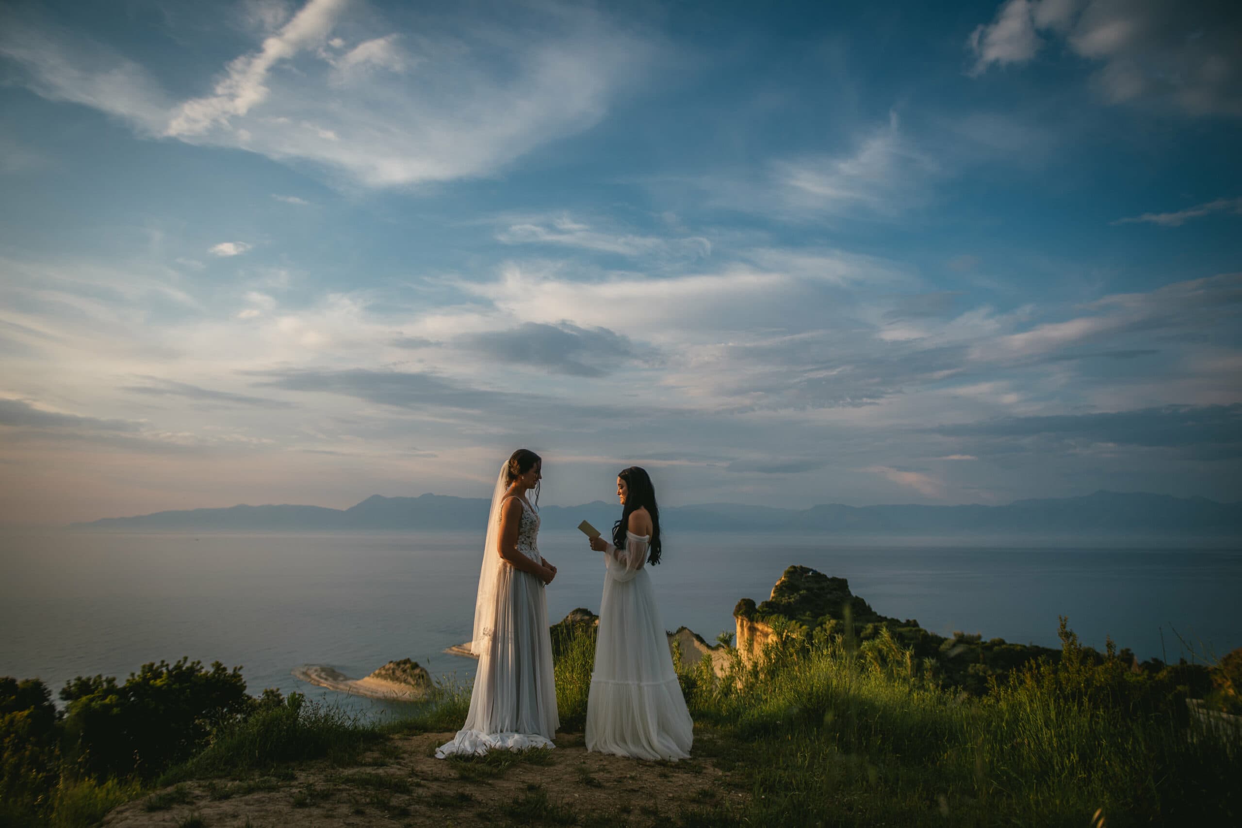 Vows spoken against the backdrop of a beautiful Corfu landscape.