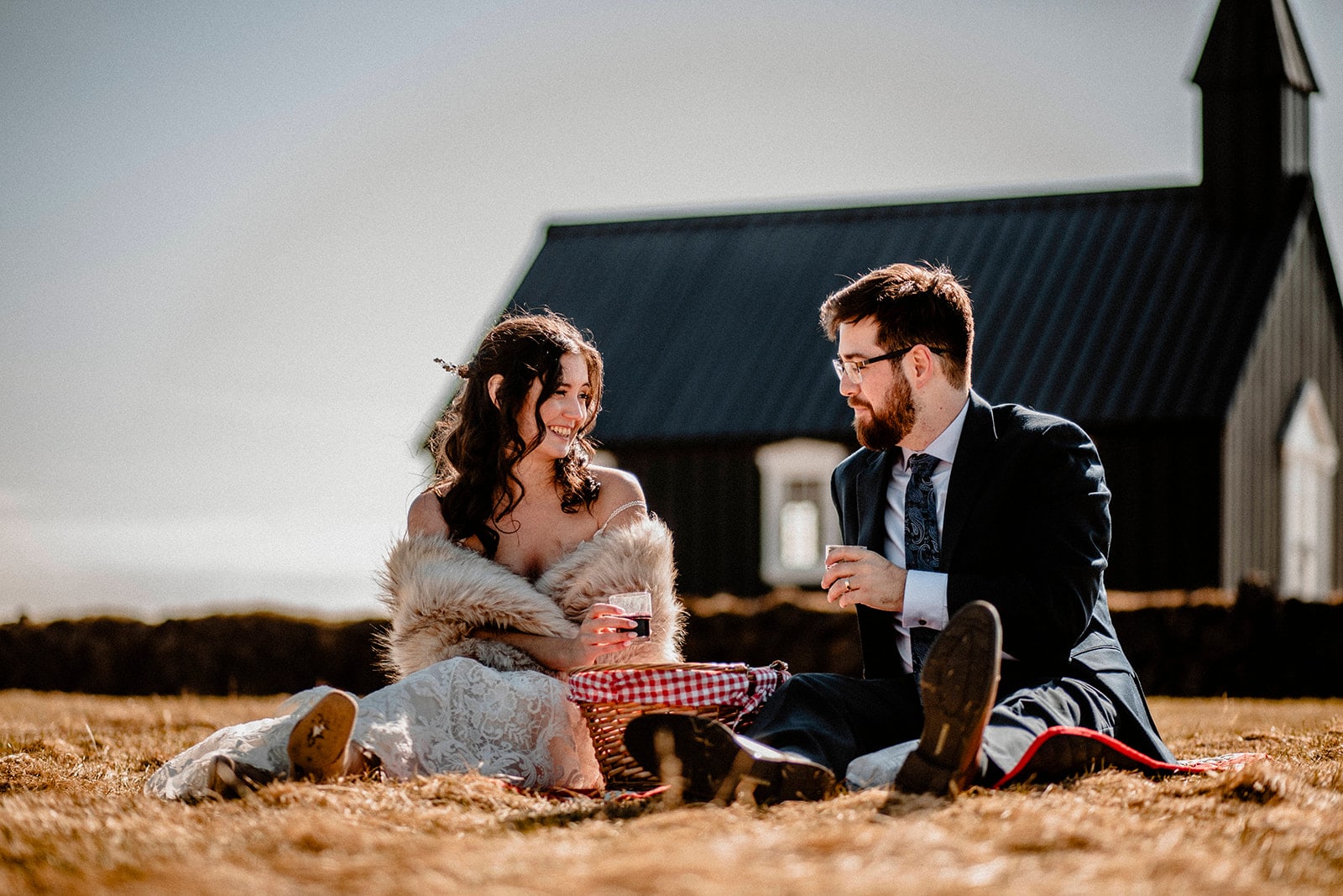 Coastal Elegance: Bride and Groom Celebrating Love in Western Iceland