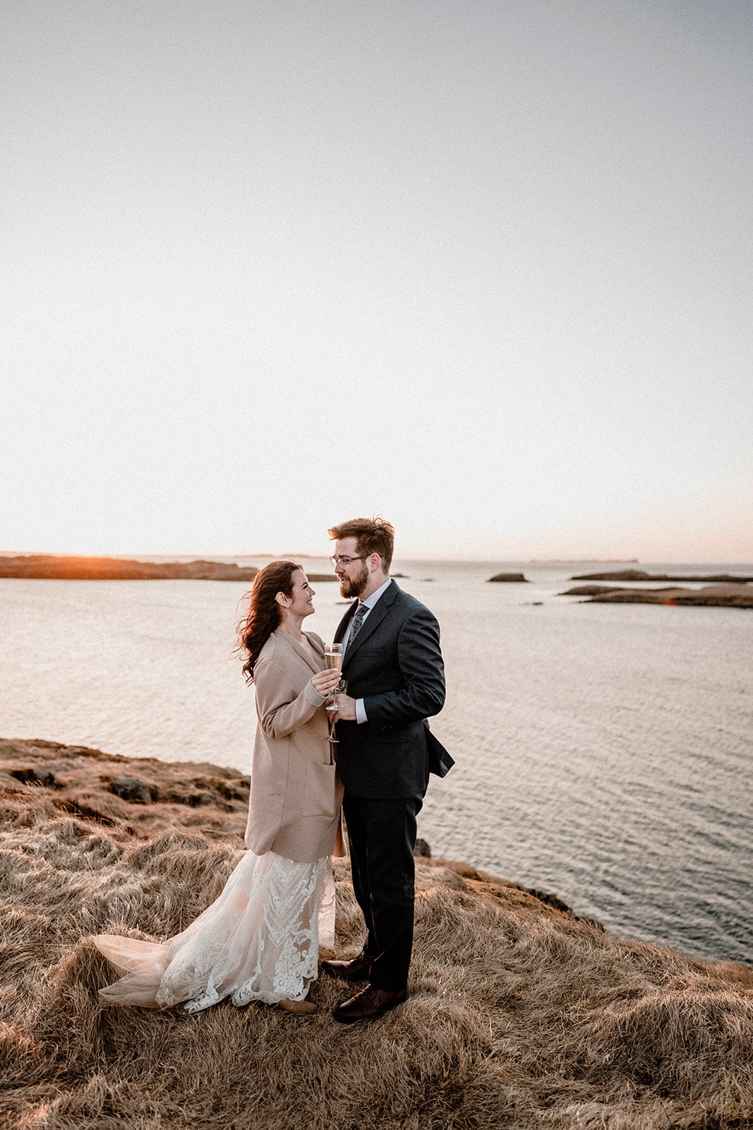 Western Iceland's Majesty: Bride and Groom Celebrating Love's Journey