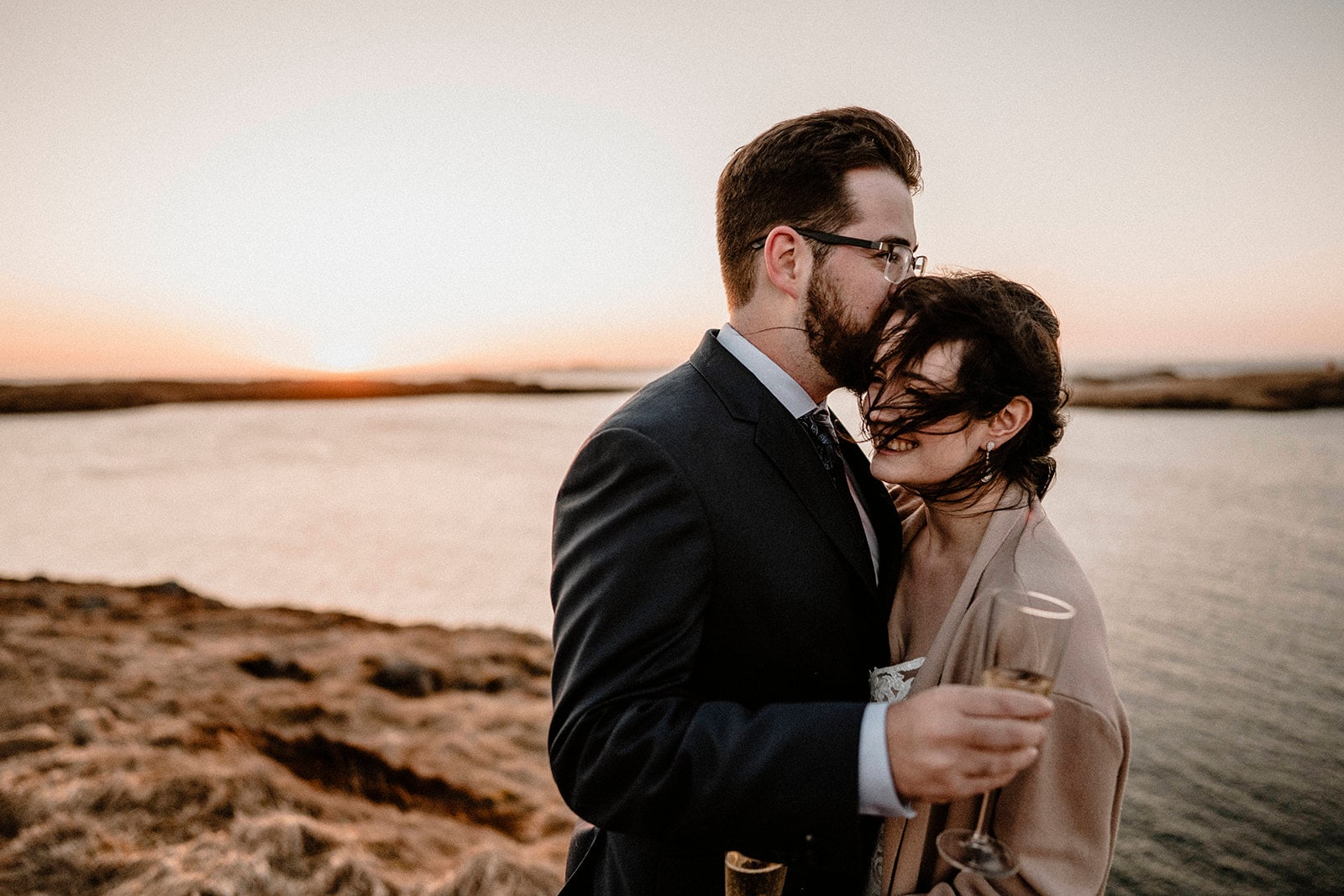 Elopement Bliss: Bride and Groom Creating Memories in Western Iceland