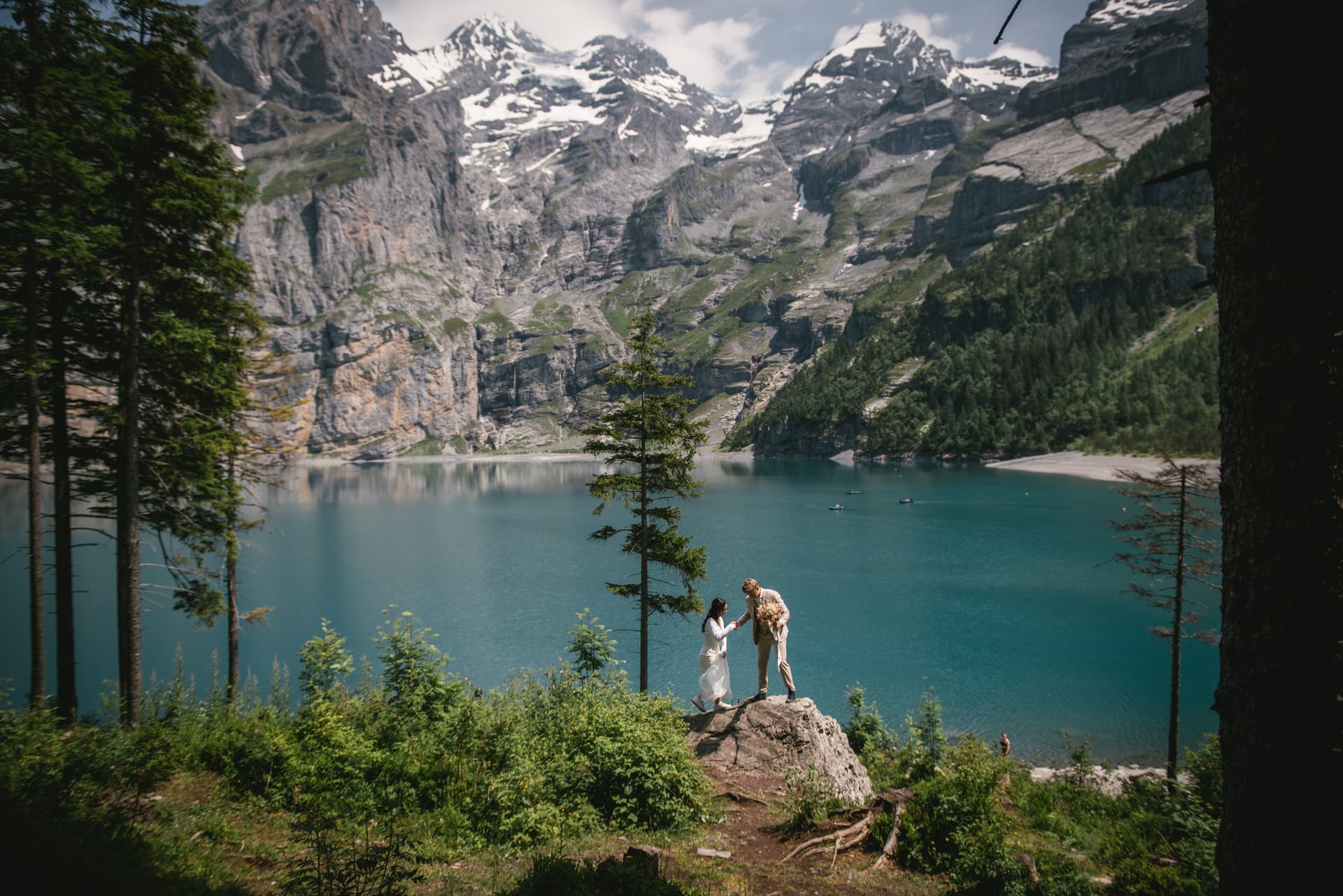 Peaks as witnesses, love's journey - hiking elopement in Switzerland.