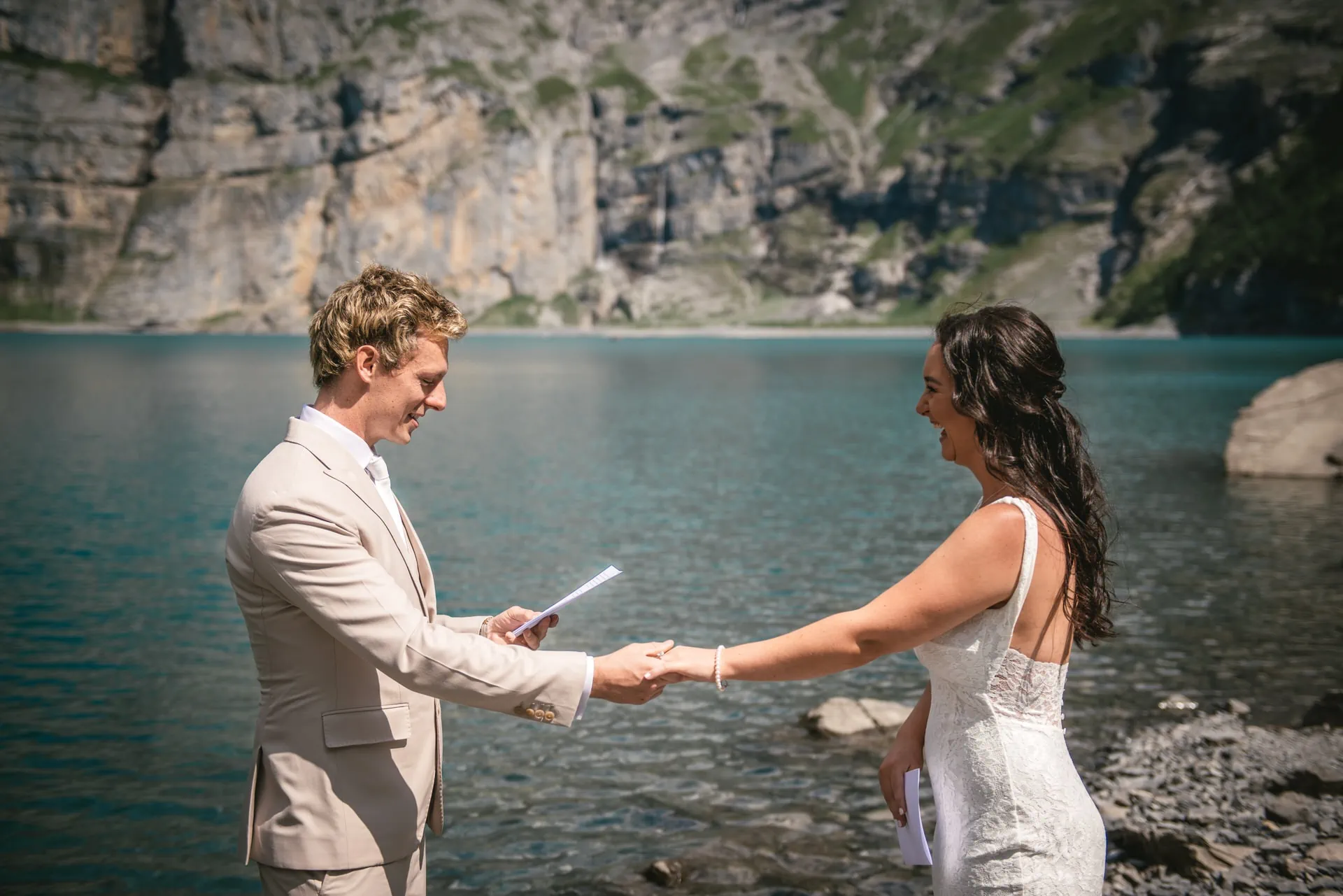 Peaks as their companions, love's journey - hiking elopement in Switzerland.