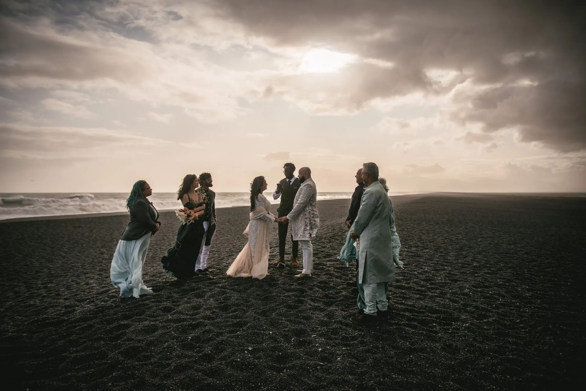 Windswept love by the black beach