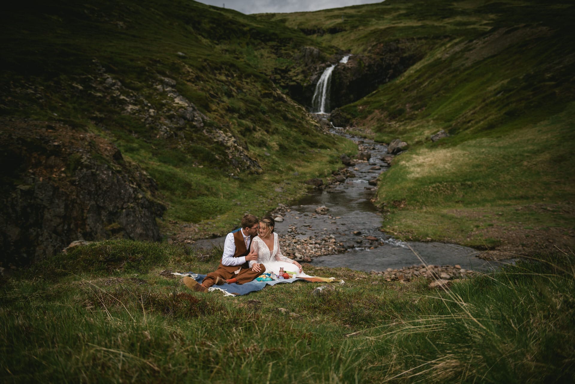 Captivating shot of the couple's love story set against the mystique of the Westfjords.