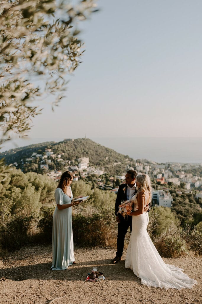 French Riviera elopement: Hearts intertwined