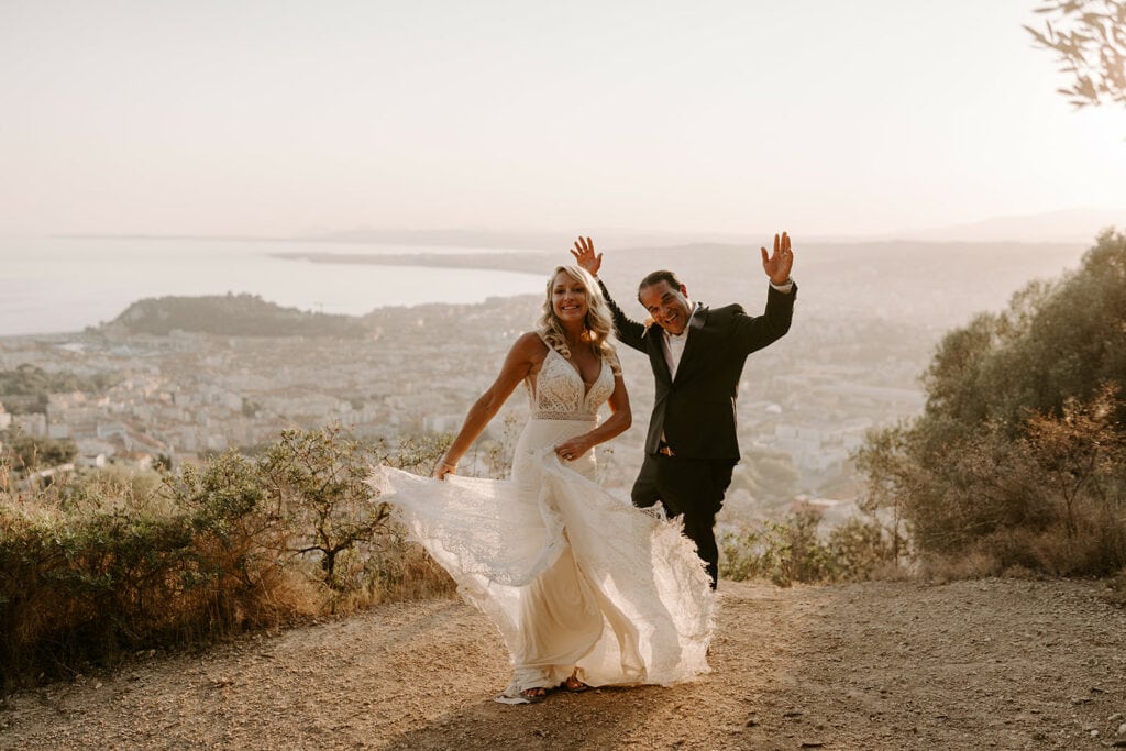 "Sunset vows at our French Riviera love story