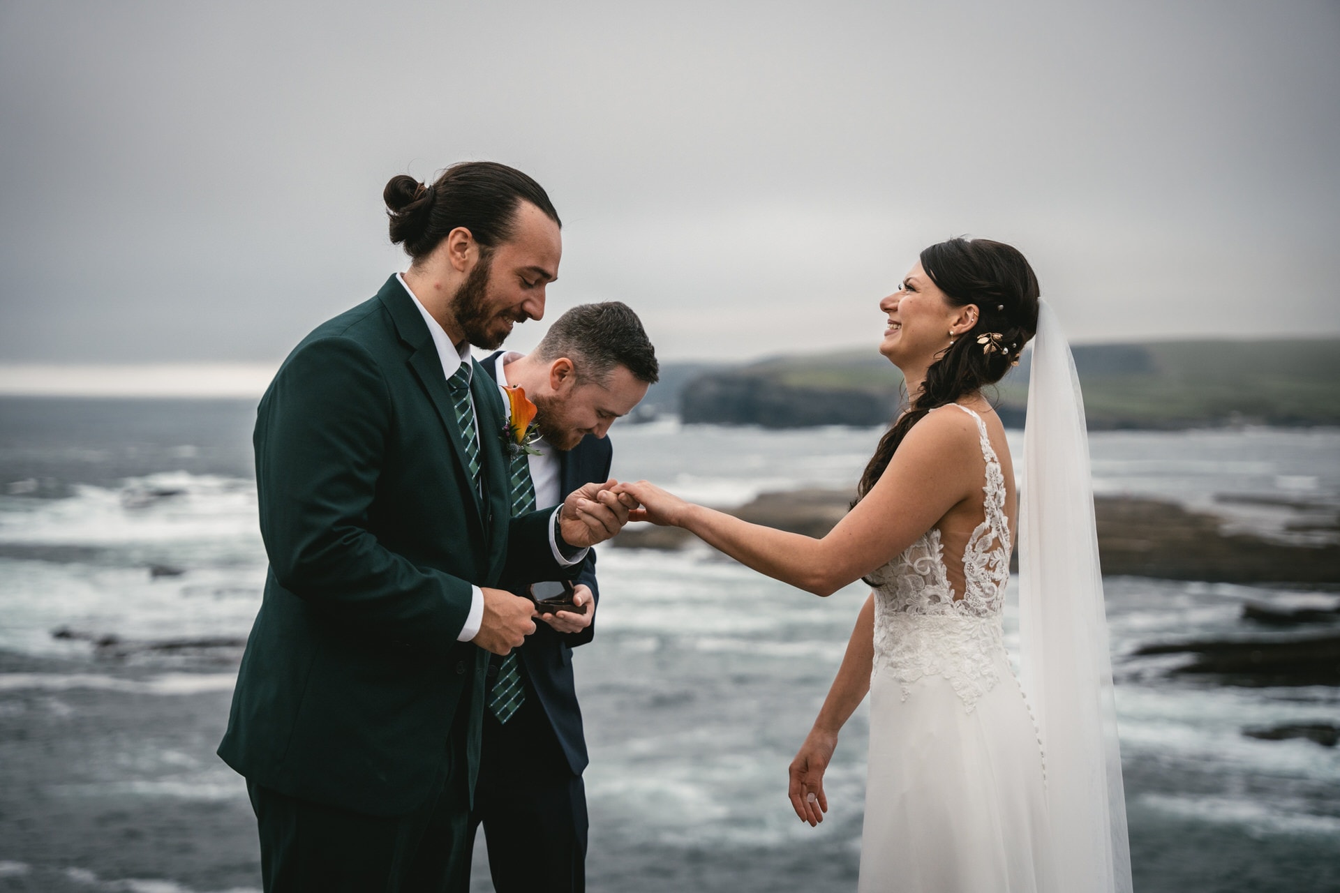 Serenity by the sea during their Irish elopement.