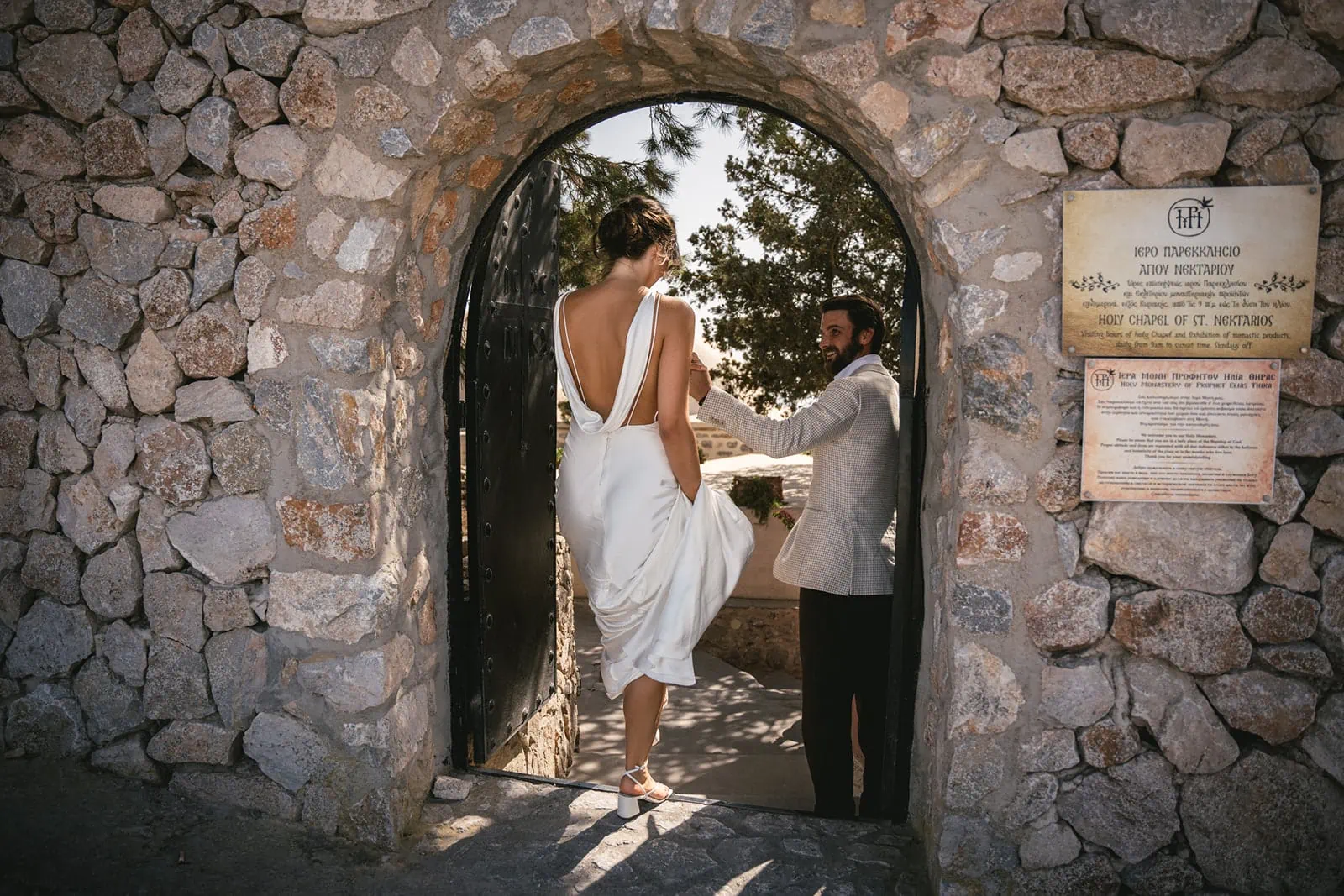 Under the watchful gaze of history, their steps around the church whisper of new beginnings