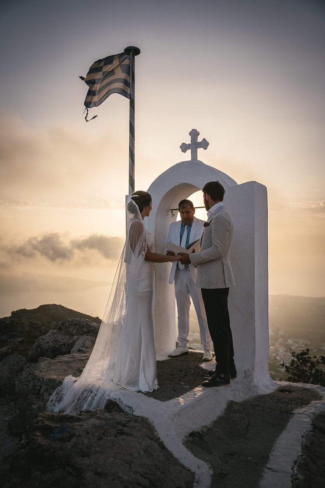 As the sun kisses the horizon, their vows are whispered, a perfect moment of unity
